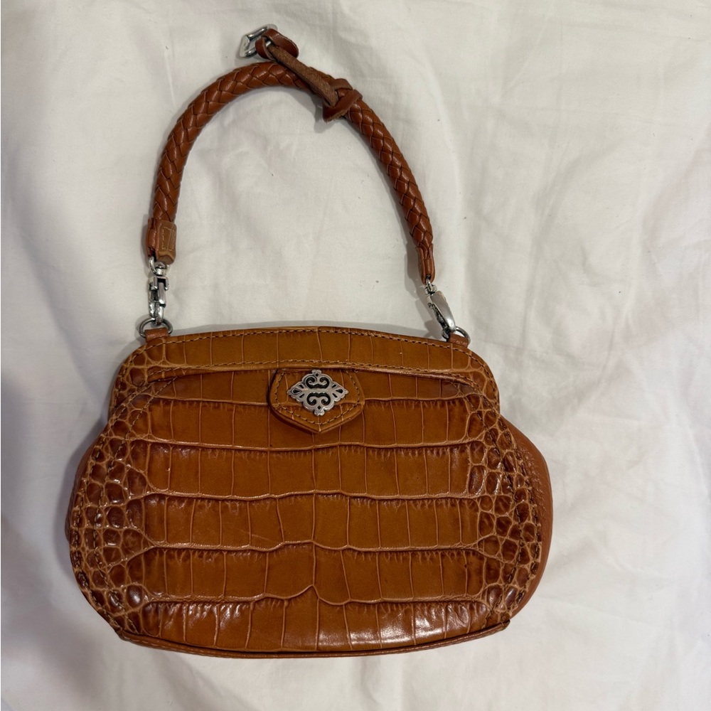 Women’s VINTAGE Croc-Embossed Brown Shoulder Bag